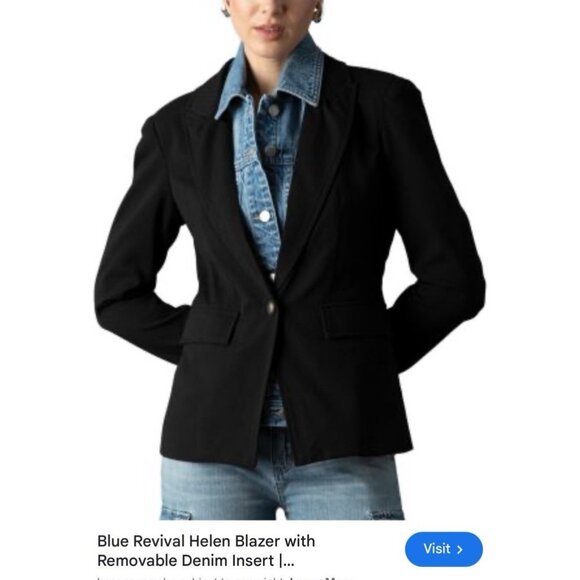 Blue Revival Medium M Ibiza Blue Beard Plaid Double Layer Veronica Blazer NEW - Picture 7 of 16